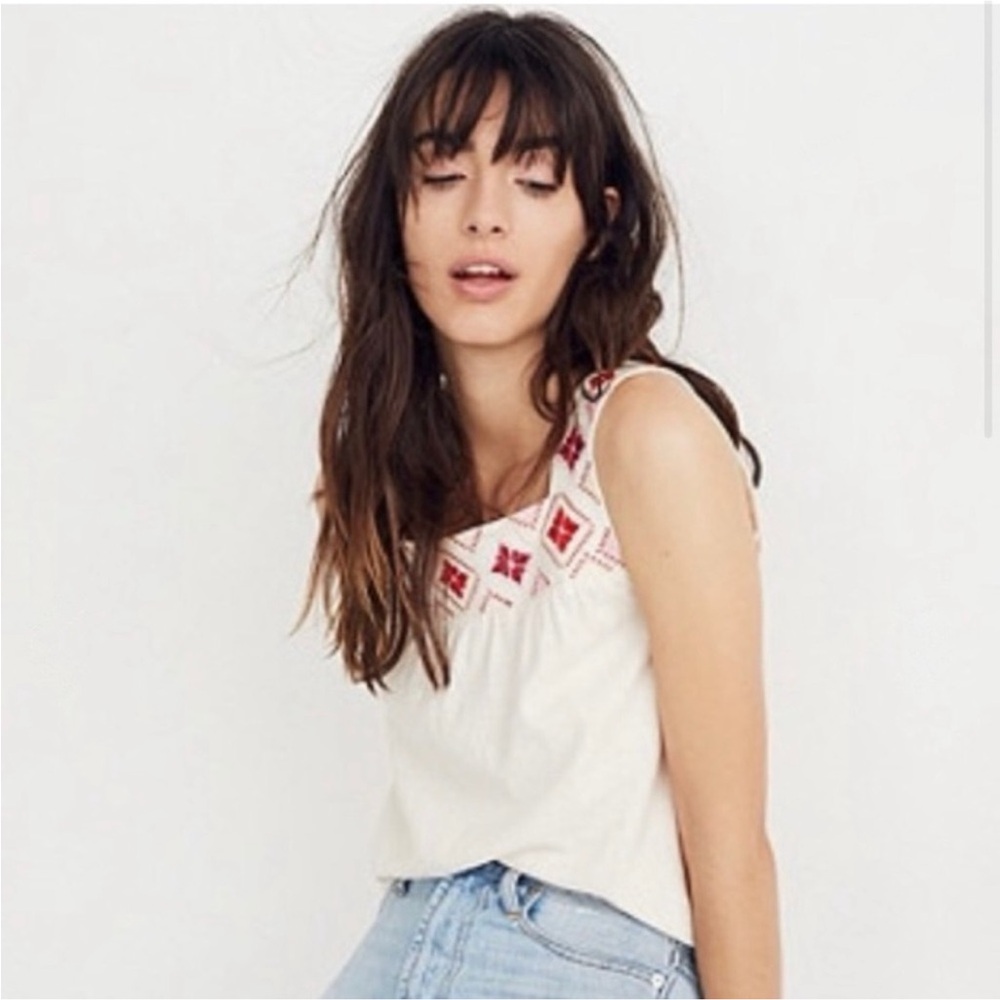Madewell Embroidered Island Tank Top, NWT